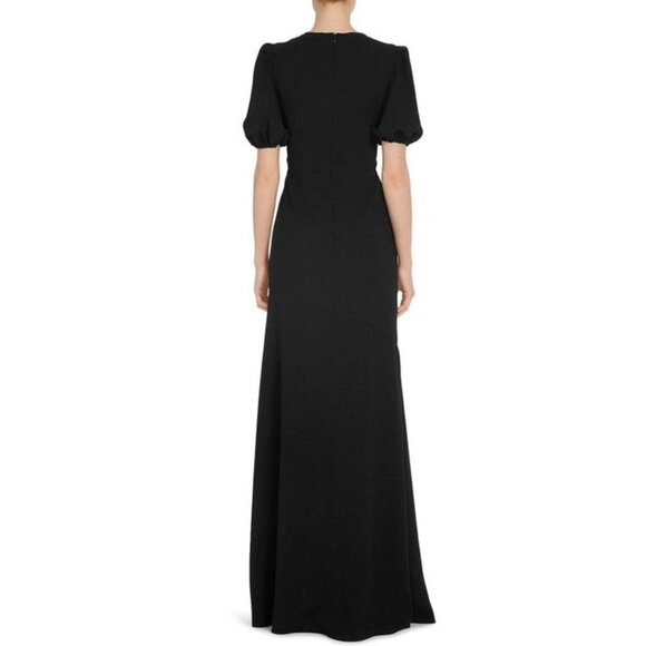 ML Monique Lhuillier Womens Black Ruffle Pintuck Evening Dress Gown NWT Size 4 - Picture 3 of 13